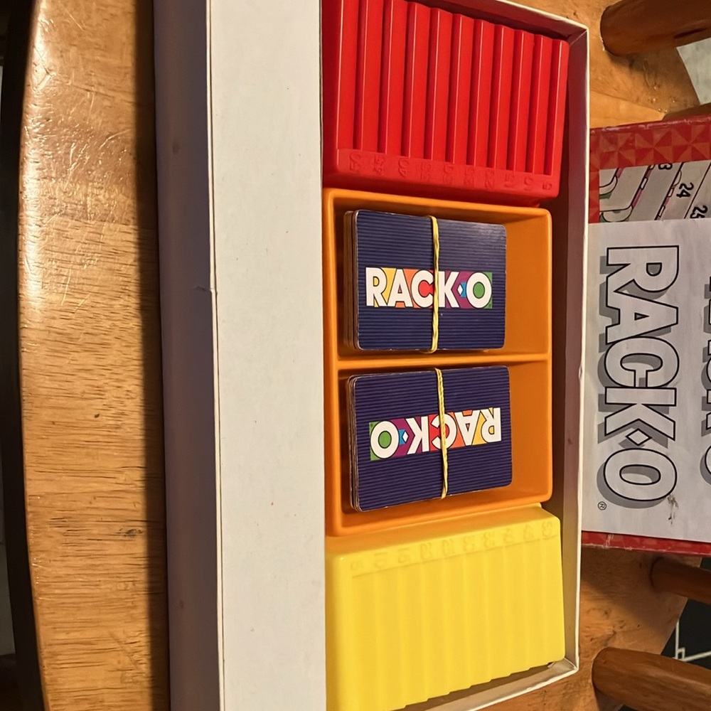 Like new.  Older 1988 Milton Bradley Rack-o card game.  All pieces intact, box - Picture 3 of 11
